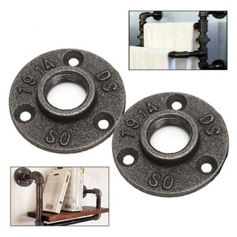 1/2 of 3/4 Inch Zwarte Flens Ijzeren Pijp Vloer Fitting Sanitair Schroefdraad Drie Gaten Flens