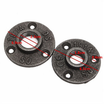 1/2 of 3/4 Inch Zwarte Flens Ijzeren Pijp Vloer Fitting Sanitair Schroefdraad Drie Gaten Flens