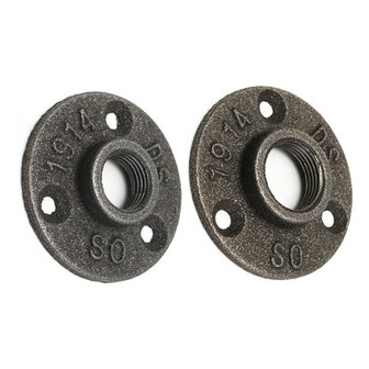 1/2 of 3/4 Inch Zwarte Flens Ijzeren Pijp Vloer Fitting Sanitair Schroefdraad Drie Gaten Flens