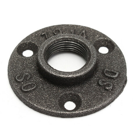 1/2 of 3/4 Inch Zwarte Flens Ijzeren Pijp Vloer Fitting Sanitair Schroefdraad Drie Gaten Flens