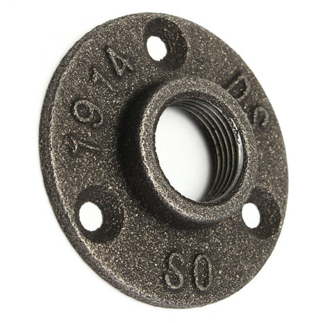 1/2 of 3/4 Inch Zwarte Flens Ijzeren Pijp Vloer Fitting Sanitair Schroefdraad Drie Gaten Flens