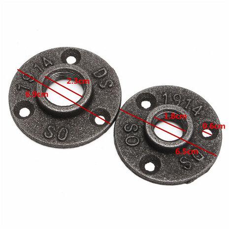 1/2 of 3/4 Inch Zwarte Flens Ijzeren Pijp Vloer Fitting Sanitair Schroefdraad Drie Gaten Flens